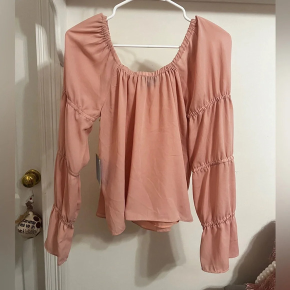 FINAL PRICE NWT Cece Dusty Rose on/off shoulder blouse with ruffled sleeves - Picture 6 of 6